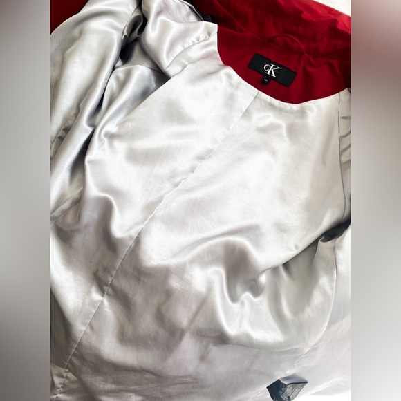 Calvin Klein Red Trench Coat with Sash – Size Small - Picture 12 of 12